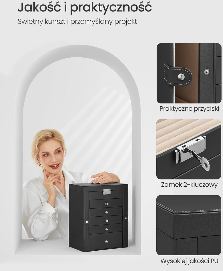 Songmics 6 lygių papuošalų dėžutė