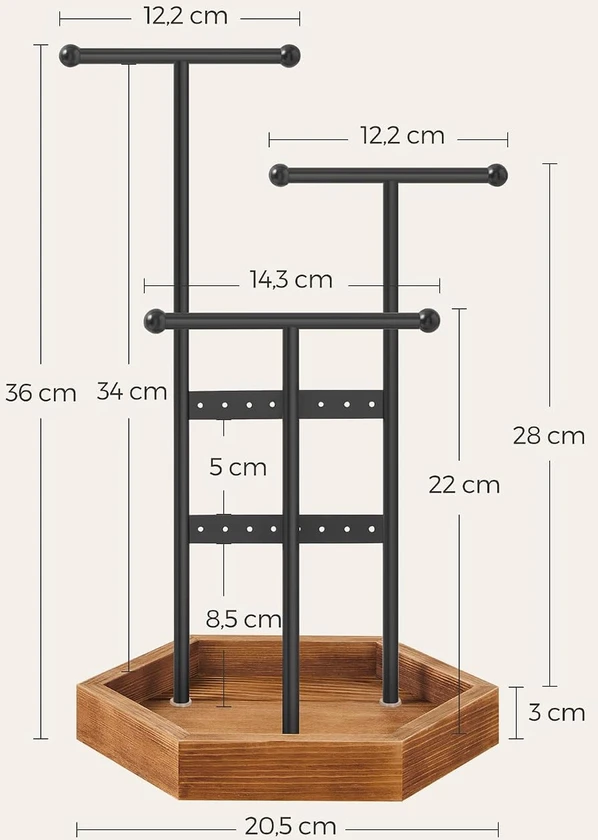 Songmics Juodas papuošalų stovas