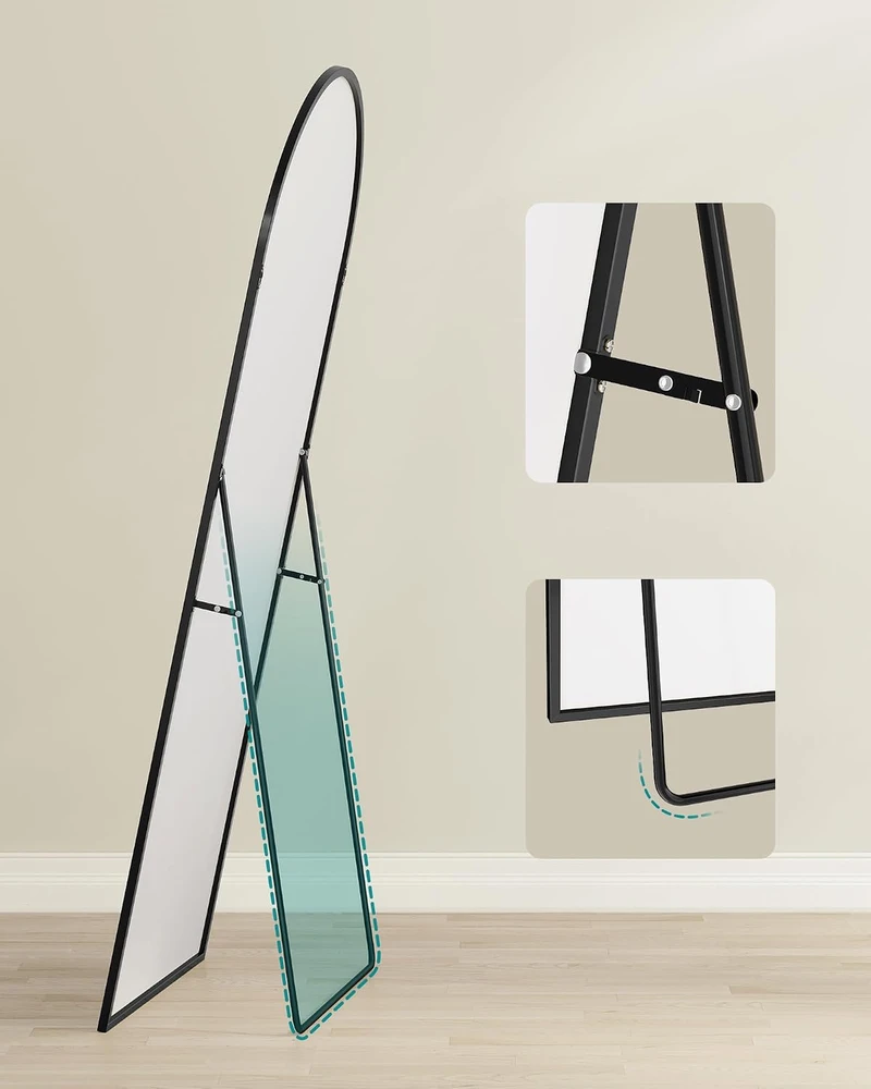 Songmics Visą figūrą atspindintis veidrodis 165 x 60 cm, išgaubtas, šviesiai auksinis