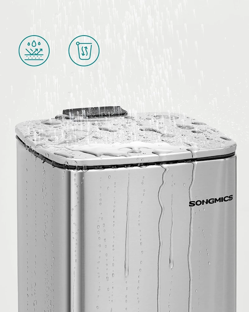 SONGMICS pedalinė vonios kambario šiukšliadėžė su dangčiu, 6 l, sidabrinė