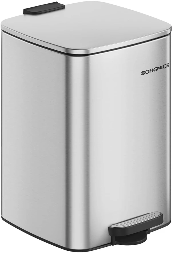 Songmics 20 litrų plieninė šiukšlių dėžė metallic sidabrinis