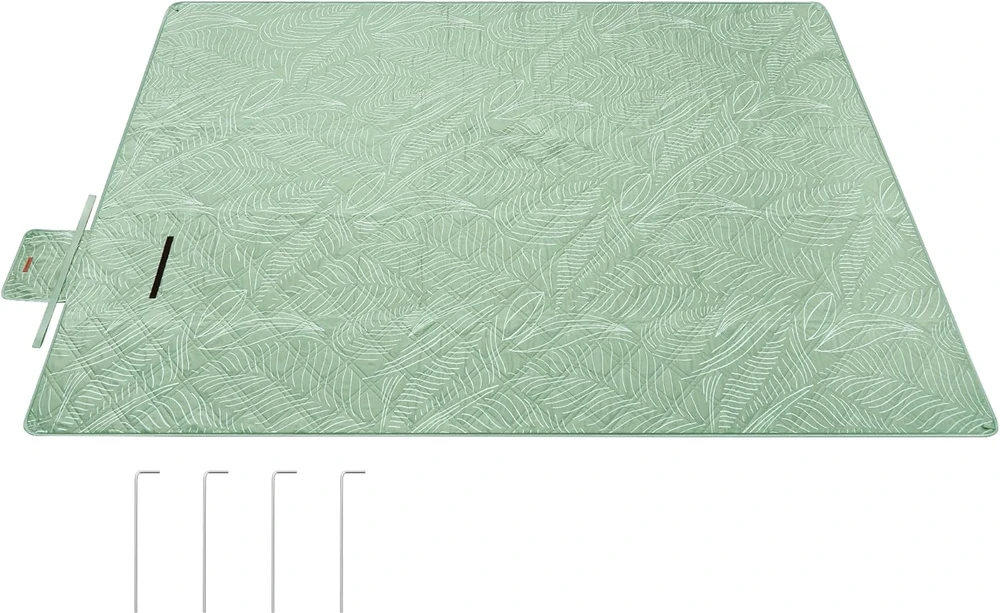 Songmics Pikniko antklodė 300 x 200 cm skalbiama mašinoje ir sulankstoma žalia