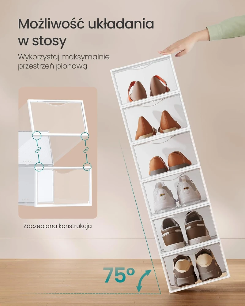 Songmics Batų dėžės 12 vnt. rinkinys su durelėmis 33,2 x 23 x 14,5 cm
