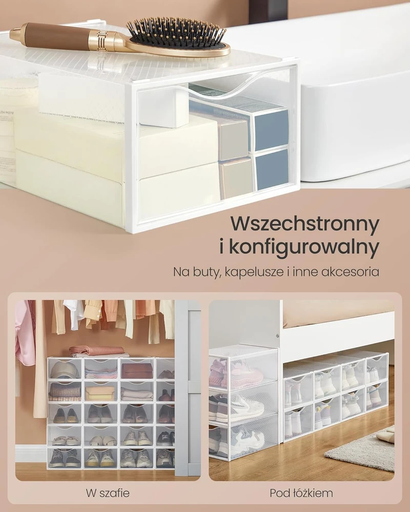 Songmics Batų dėžės 12 vnt. rinkinys su durelėmis 33,2 x 23 x 14,5 cm