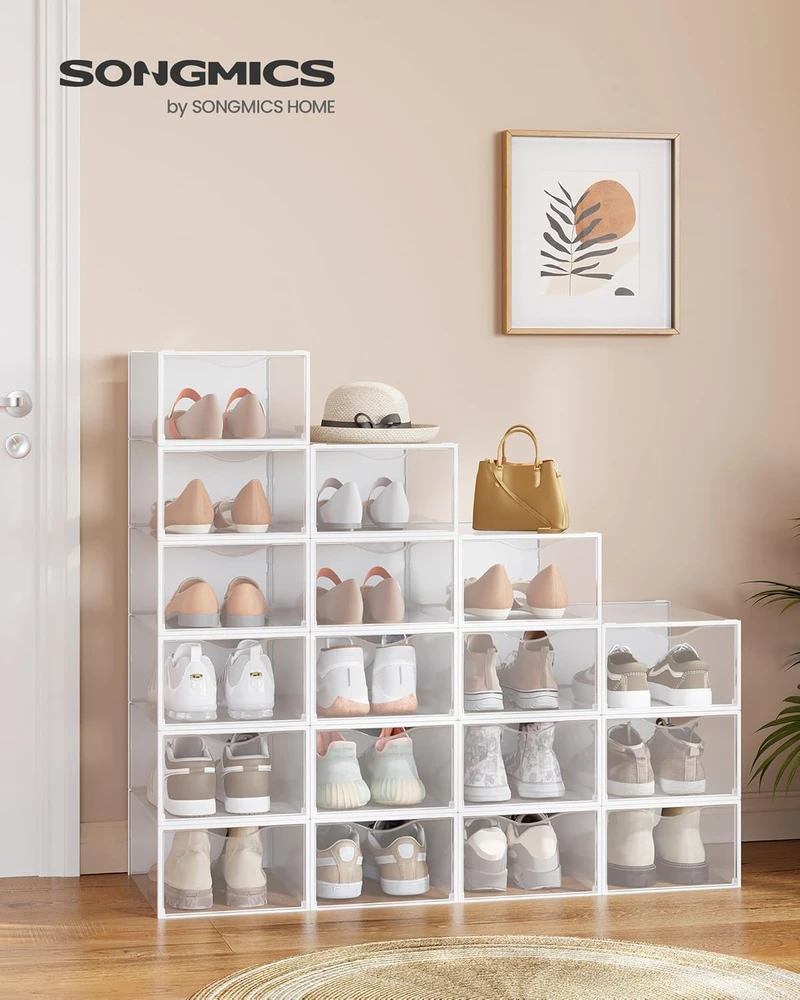 Songmics Batų dėžės 12 vnt. rinkinys su durelėmis 33,2 x 23 x 14,5 cm