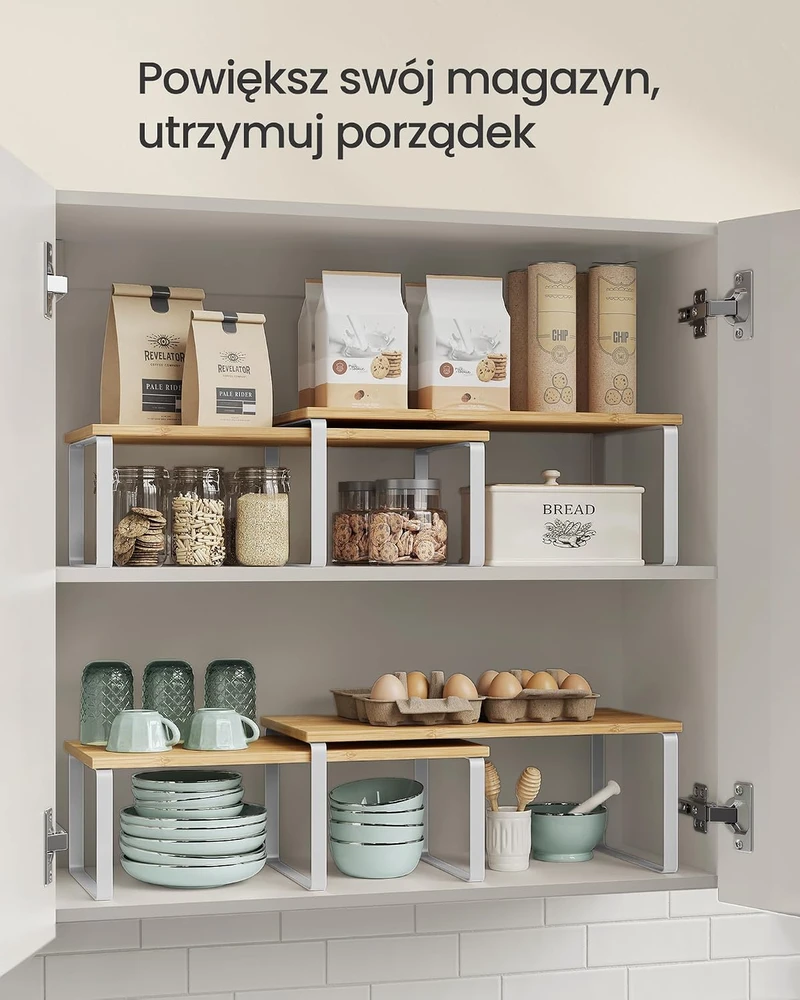 SONGMICS prieskonių lentynėlės, 2 vnt., metalinės ir iš inžinerinės medienos, KCS200W01V1