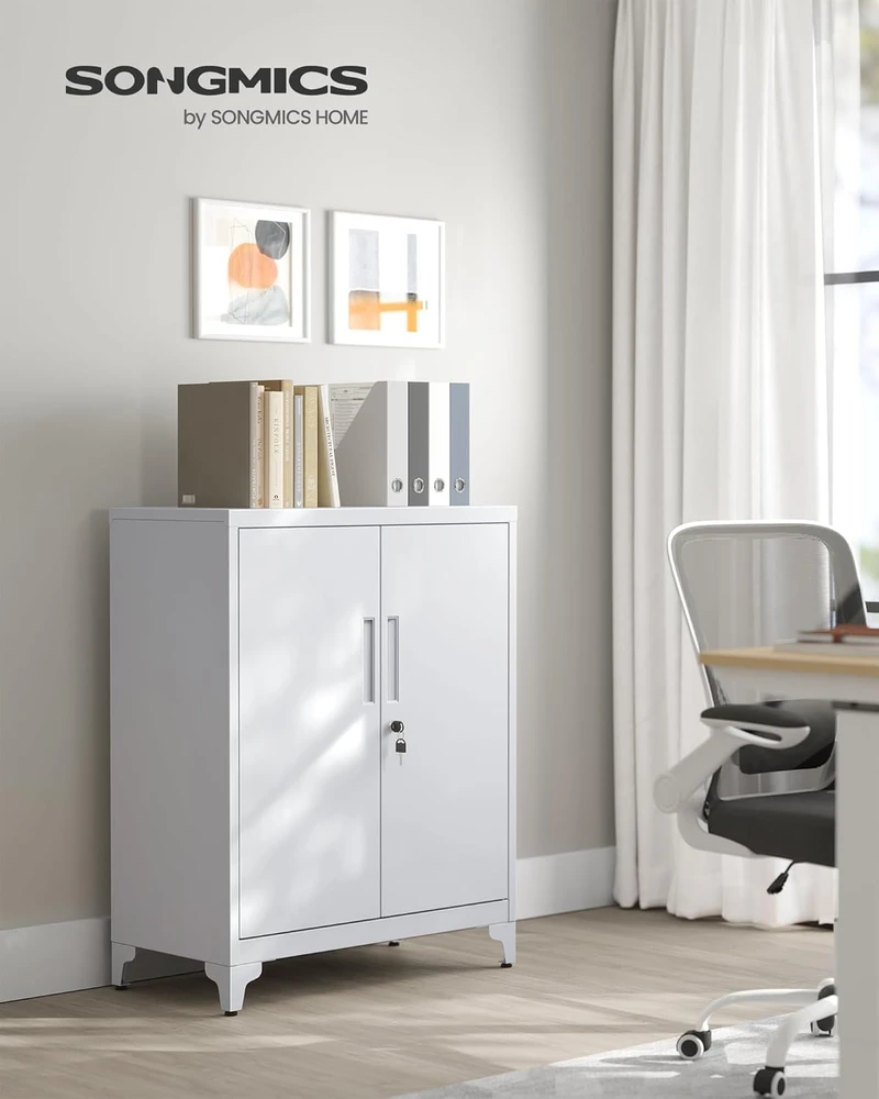SONGMICS rakinama plieninė spintelė su 2 reguliuojamomis lentynomis 80 x 40 x 90 cm OMC013G01
