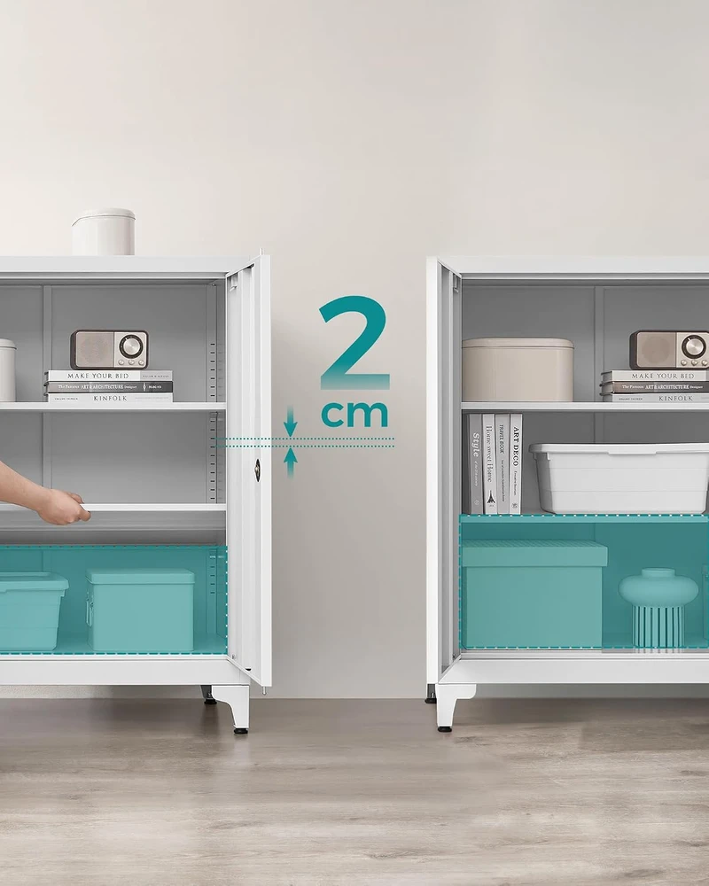 SONGMICS rakinama plieninė spintelė su 2 reguliuojamomis lentynomis 80 x 40 x 90 cm OMC013G01