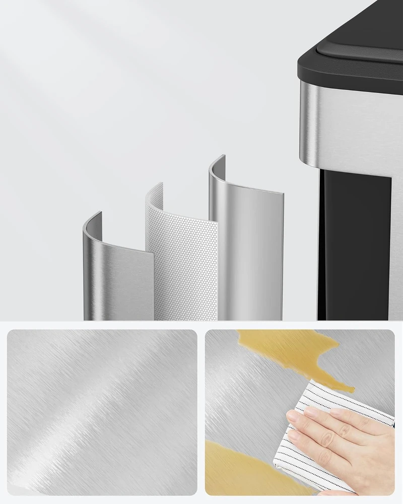 Songmics Virtuvės šiukšlių dėžė sidabrinės spalvos metalu