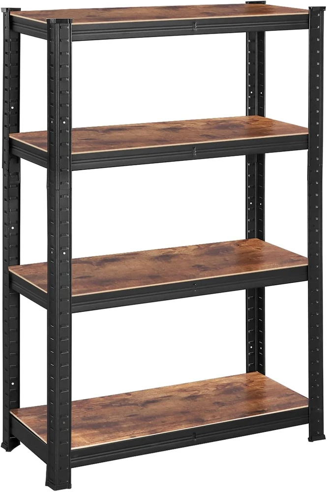 Songmics Reguliuojama stovinti lentyna su 4 lentynomis 40 x 80 x 160 cm vintažinė ruda-juoda