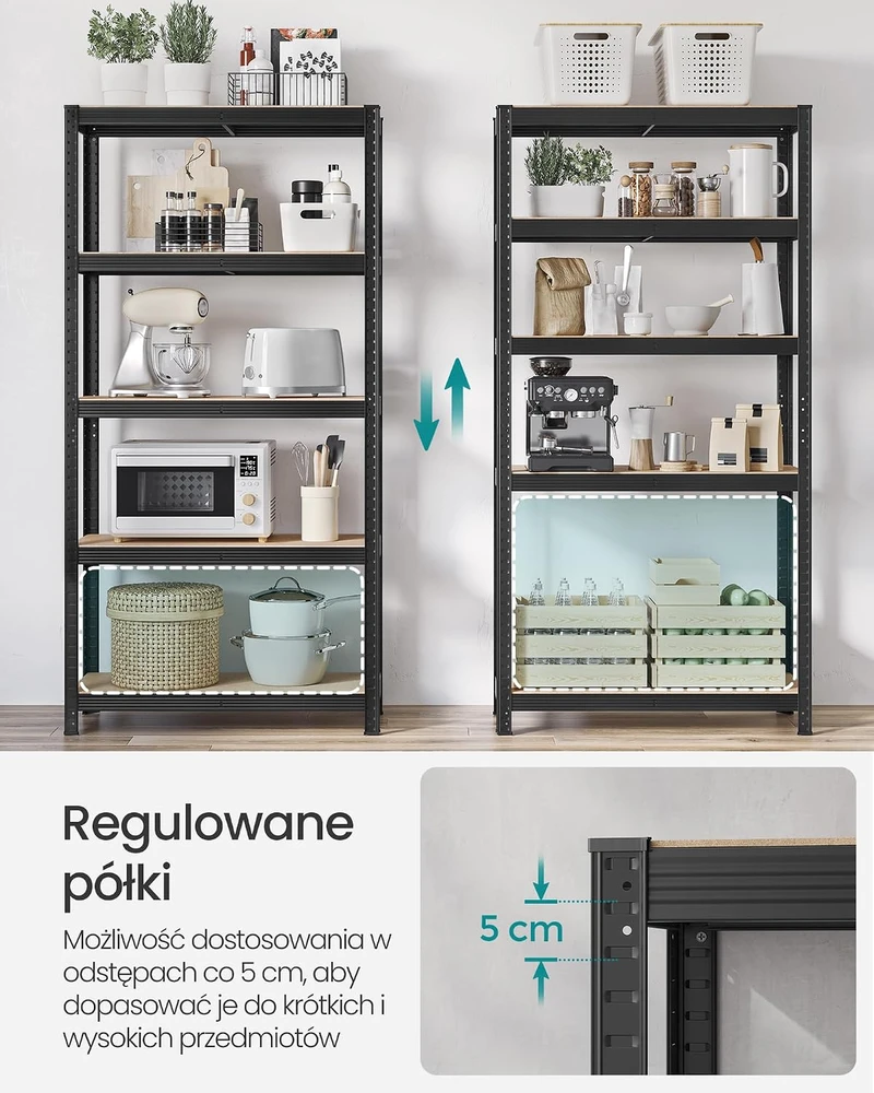 Songmics Sandėliavimo lentyna su 5 reguliuojamomis lentynomis