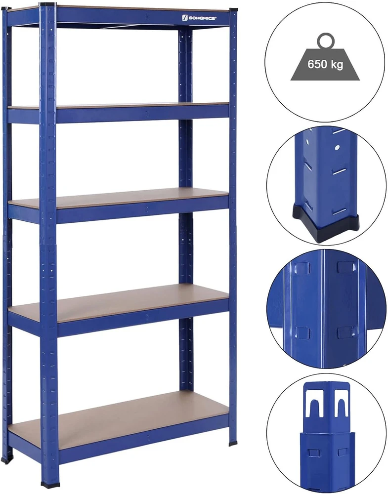 Songmics Didelio atsparumo lentynos 650 kg mėlynos spalvos