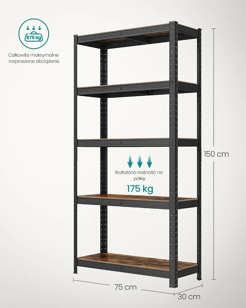 Songmics 2 stovinčių 150 cm aukščio lentynų rinkinys