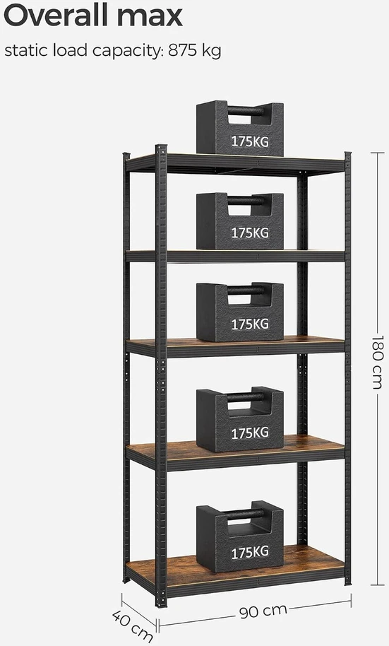 Songmics 2 stovinčių lentynų komplektas 180 cm aukščio