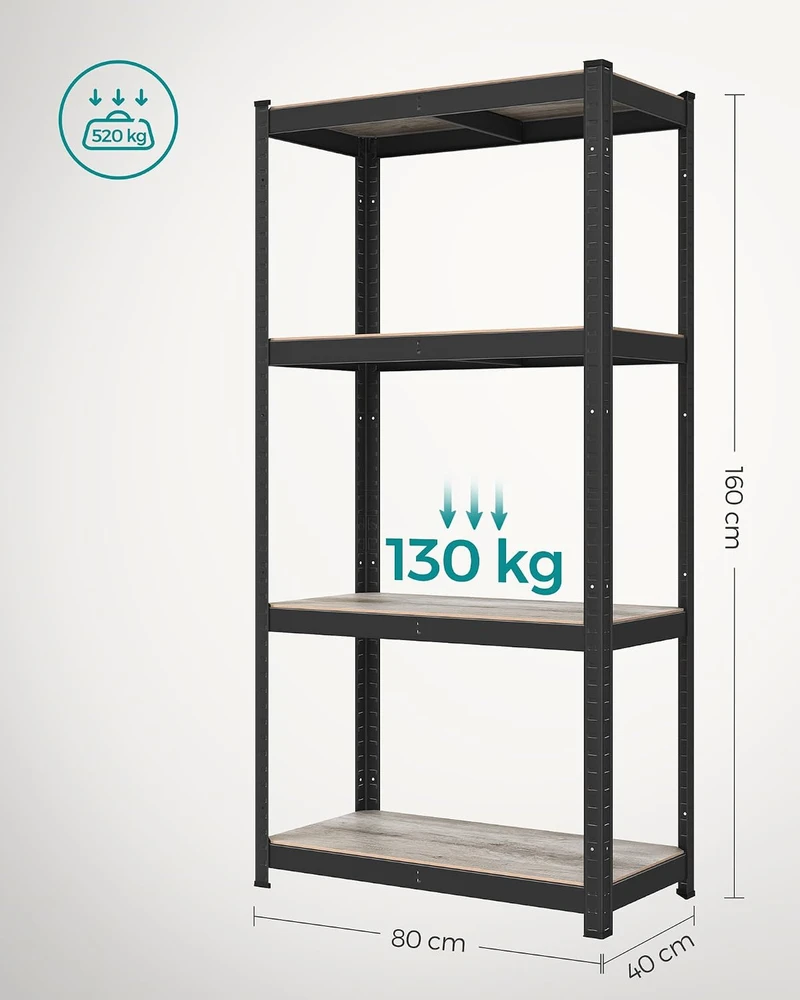 SONGMICS sandėliavimo lentynų komplektas, 2 vnt., 40 x 80 x 160 cm, 520 kg, GLR044B22
