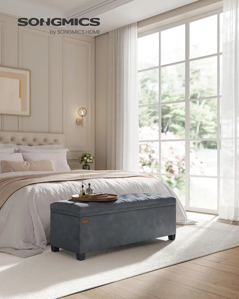 Songmics Taburetė su daiktadėže 40 x 110 x 40 cm skalūno pilkos spalvos
