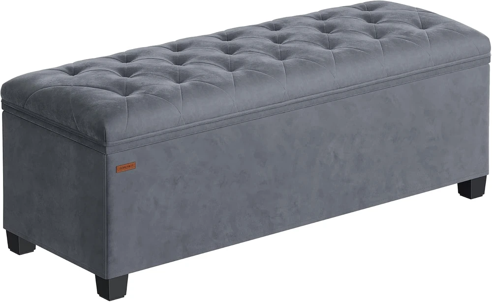 Songmics Taburetė su daiktadėže 40 x 110 x 40 cm skalūno pilkos spalvos