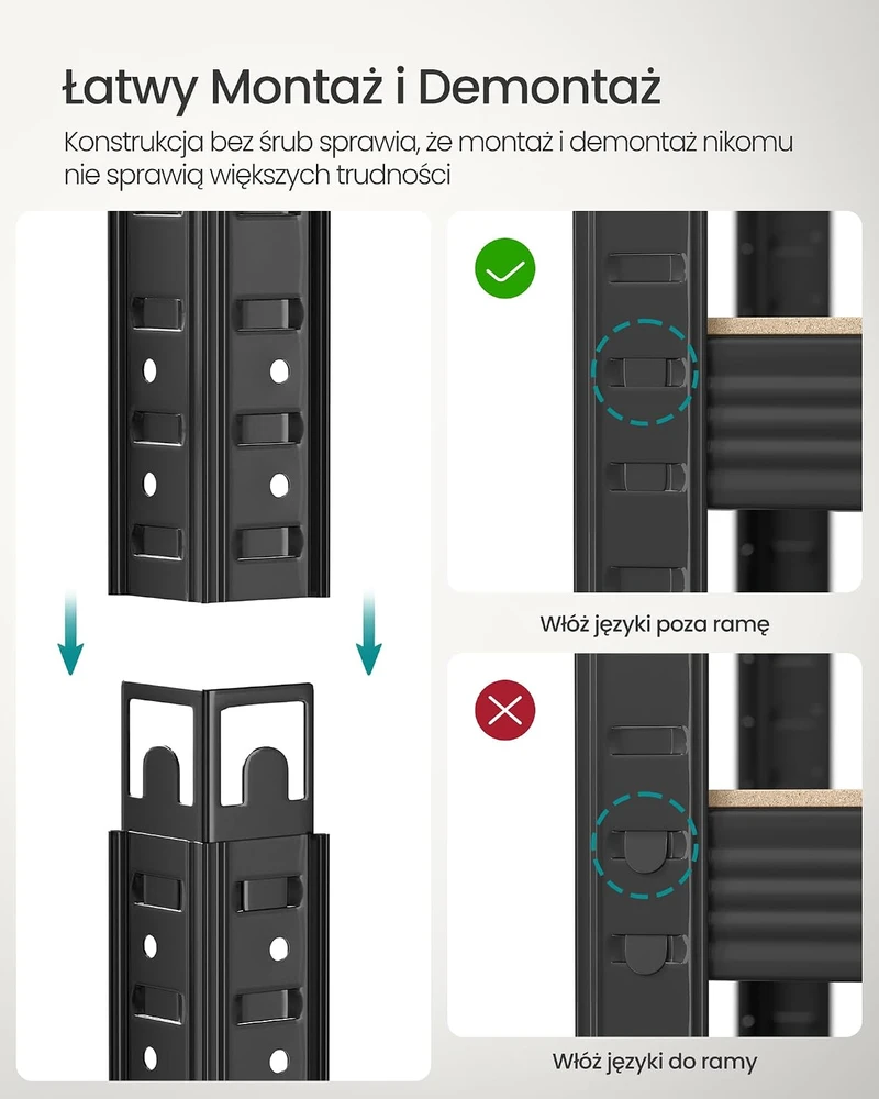 Songmics 2 rūsio lentynų 200 cm aukščio juodos spalvos rinkinys