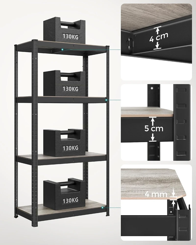 SONGMICS sandėliavimo stelažas su 4 reguliuojamomis lentynomis 40 x 80 x 160 cm GLR044BZ04