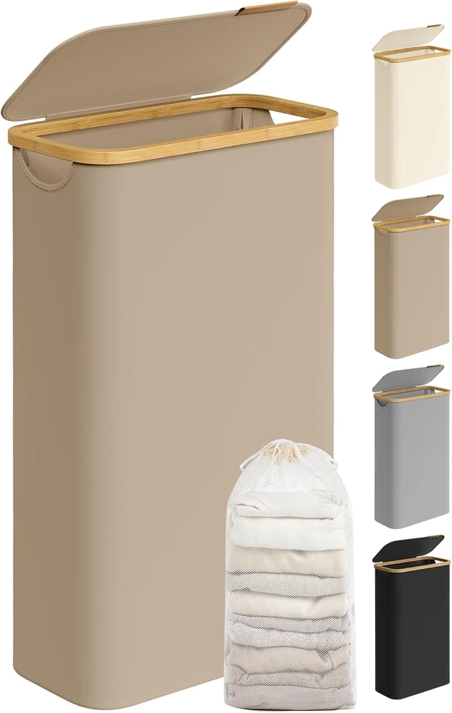 SONGMICS skalbinių krepšys 65 L su dangčiu 150 L 42 x 22,5 x 70,5 cm kamelės rudos spalvos