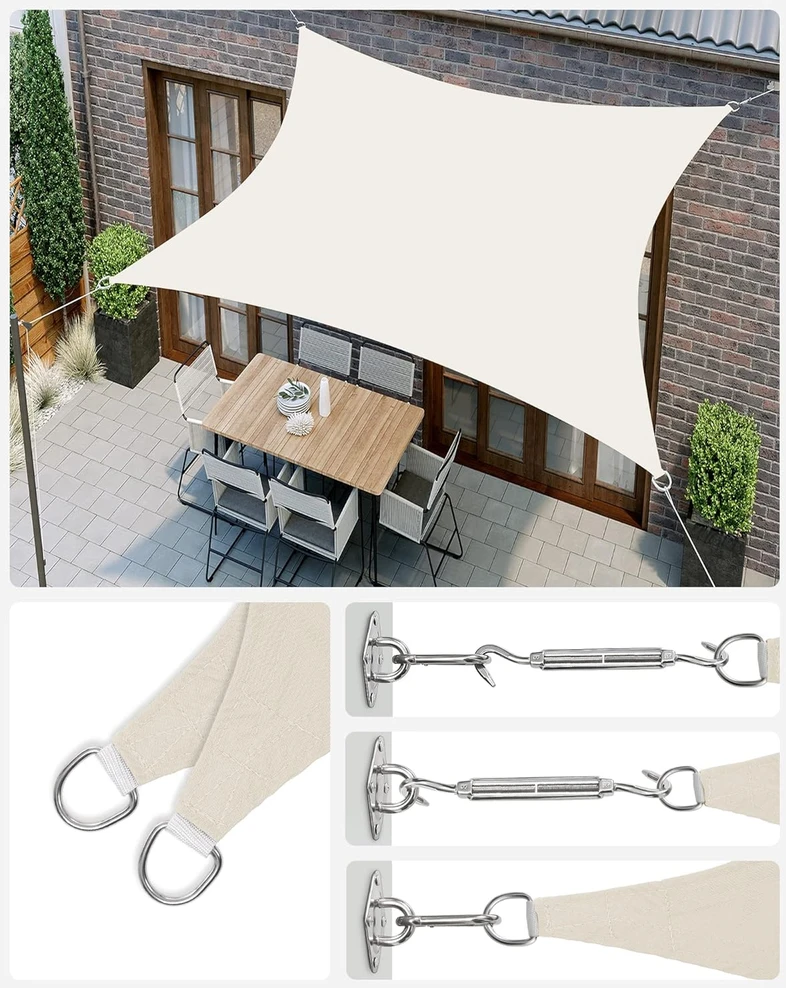 SONGMICS stačiakampė markizė 2 x 3 m, atspari vandeniui, UV apsauga 93%, baltos spalvos, GSH23WT