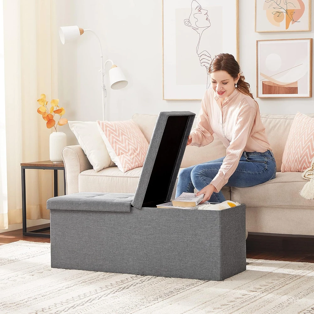 SONGMICS sulankstoma daiktadėžė-suoliukas 120 l, 110 x 38 x 38 cm, LSF71G