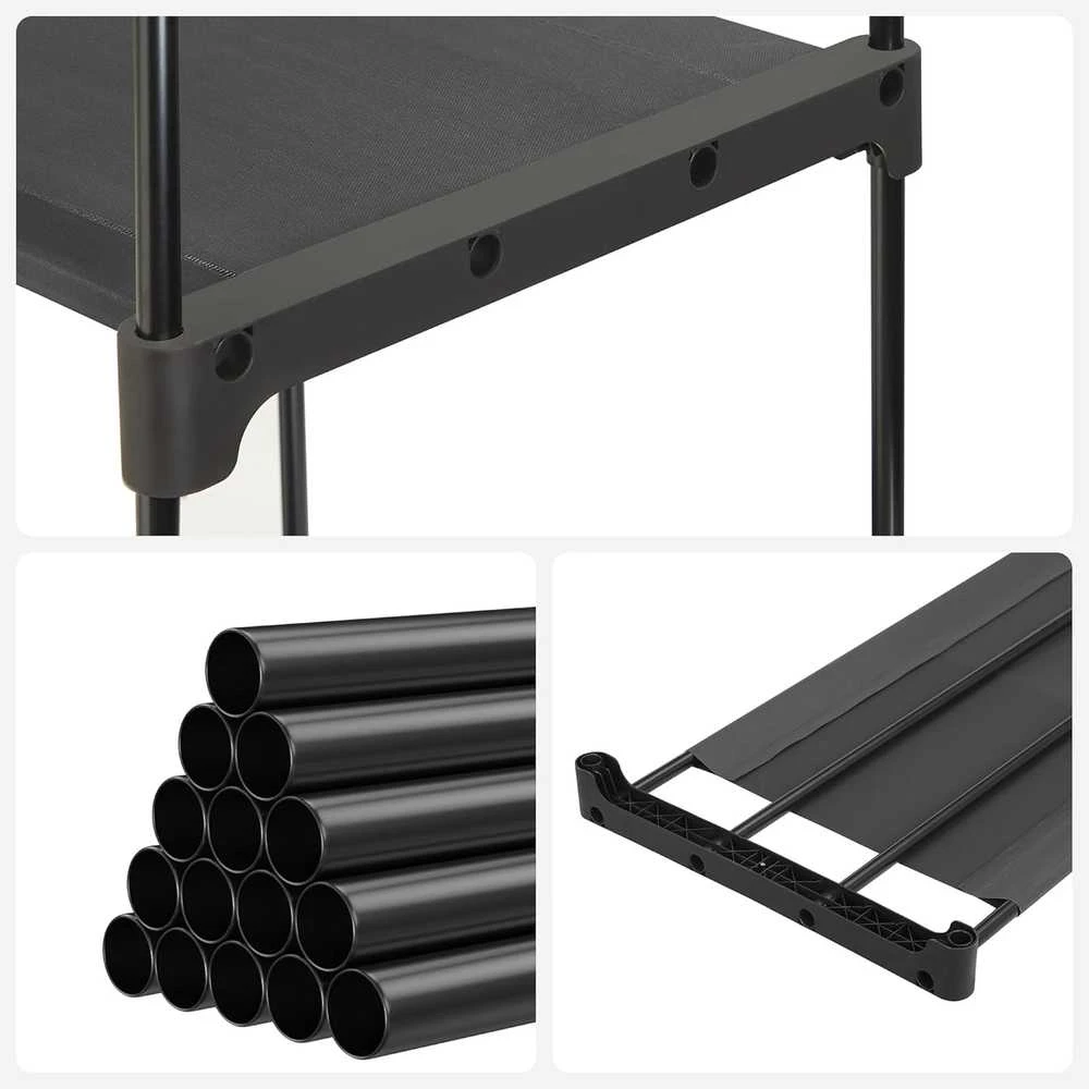 SONGMICS sulankstoma drabužių spinta su metaliniais strypais, 112 × 43 × 165 cm, juoda