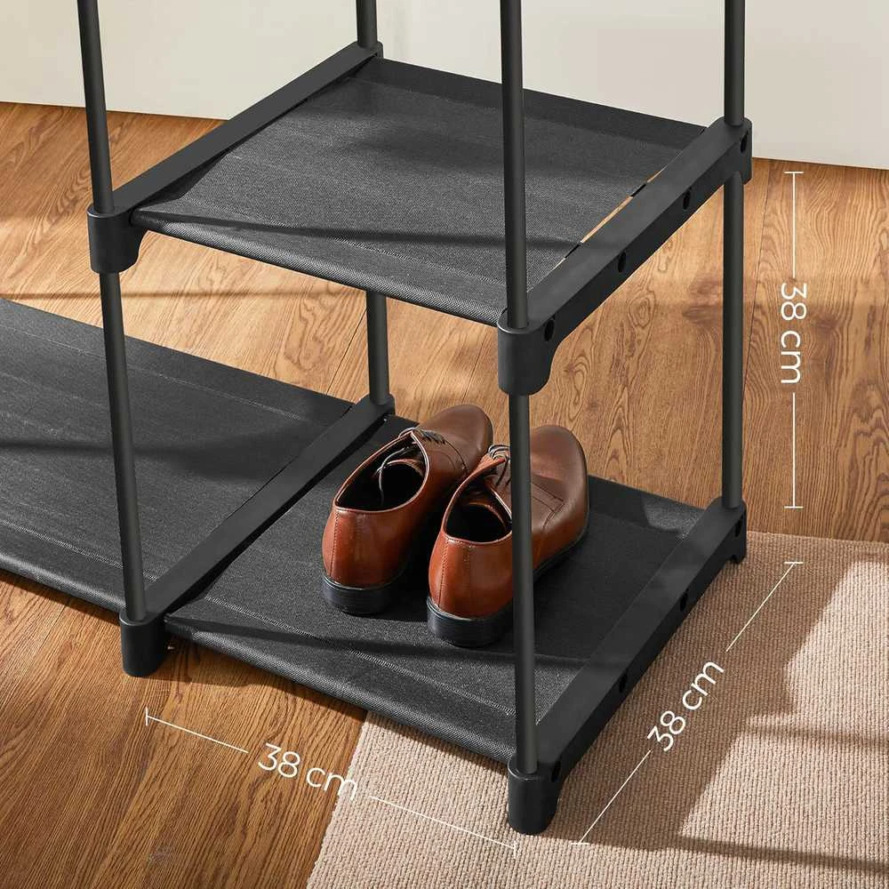 SONGMICS sulankstoma drabužių spinta su metaliniais strypais, 112 × 43 × 165 cm, juoda