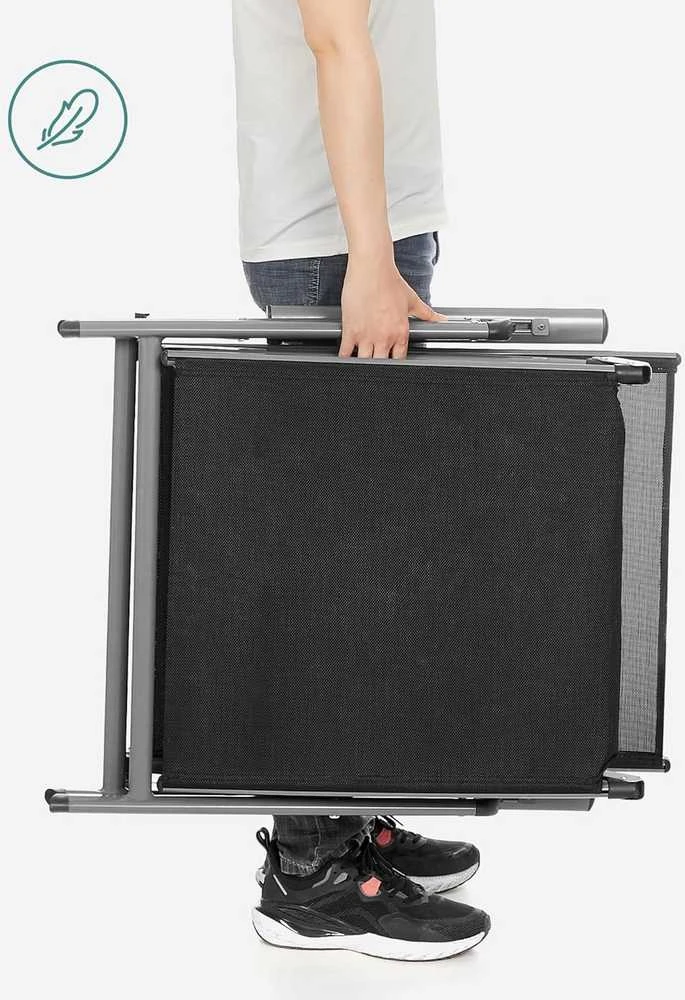 SONGMICS sulankstomas lauko gultas su 6 cm čiužiniu, aliuminio rėmu, 150 kg, juodas GCB24BK