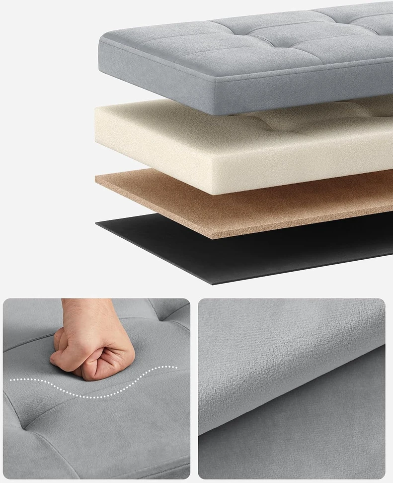 SONGMICS sulankstomas pufas su daiktadėže 43 l, 38 x 38 x 38 cm, LSF227G02