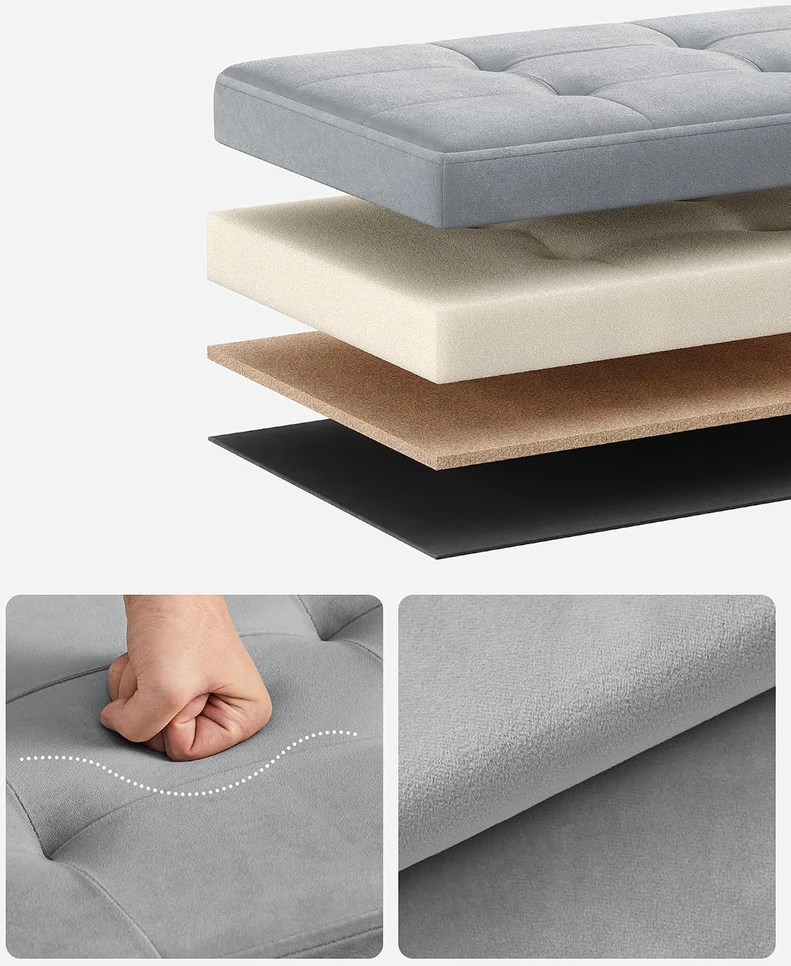 SONGMICS sulankstomas pufas su daiktadėže 89 l, 76 x 38 x 38 cm, LSF247G02