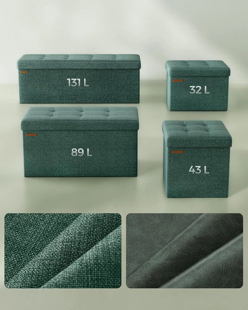 SONGMICS sulankstomas pufas su daiktadėže 43 l, 38 x 38 x 38 cm, LSF027C01