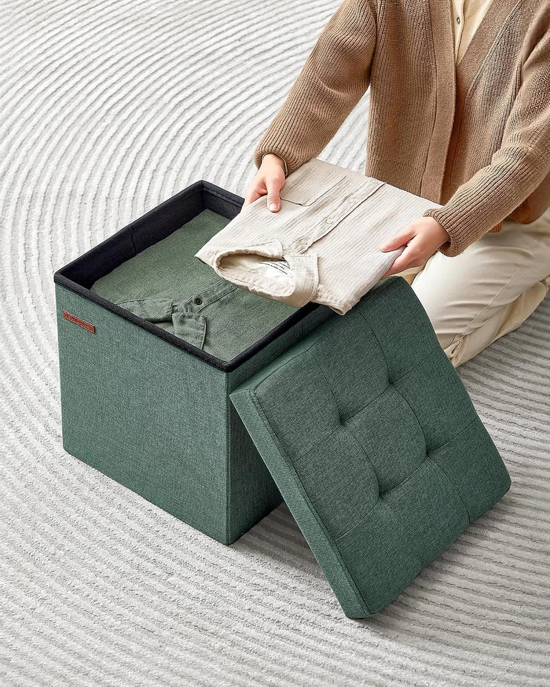 SONGMICS sulankstomas pufas su daiktadėže 43 l, 38 x 38 x 38 cm, LSF027C01