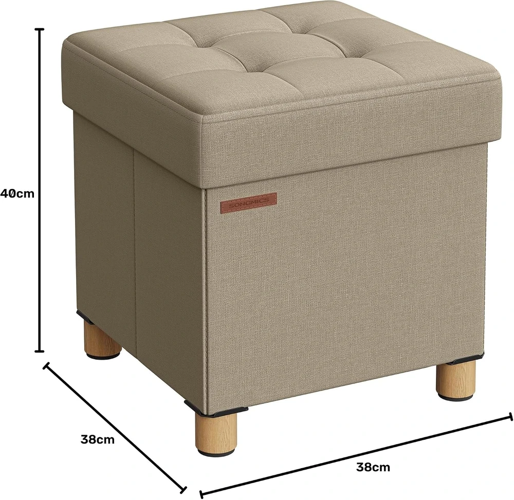 SONGMICS sulankstomas pufas su daiktadėže, 300 kg, 38 x 38 x 40 cm LSF014K11