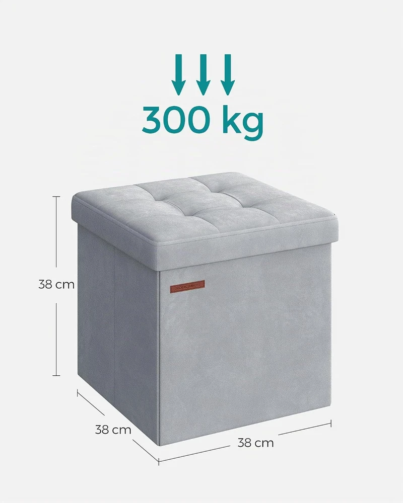 SONGMICS sulankstomas pufas su daiktadėže 43 l, 38 x 38 x 38 cm, LSF227G02