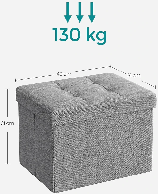 SONGMICS sulankstomas pufas su daiktadėže 32 l, 31 x 41 x 31 cm, LSF102G02
