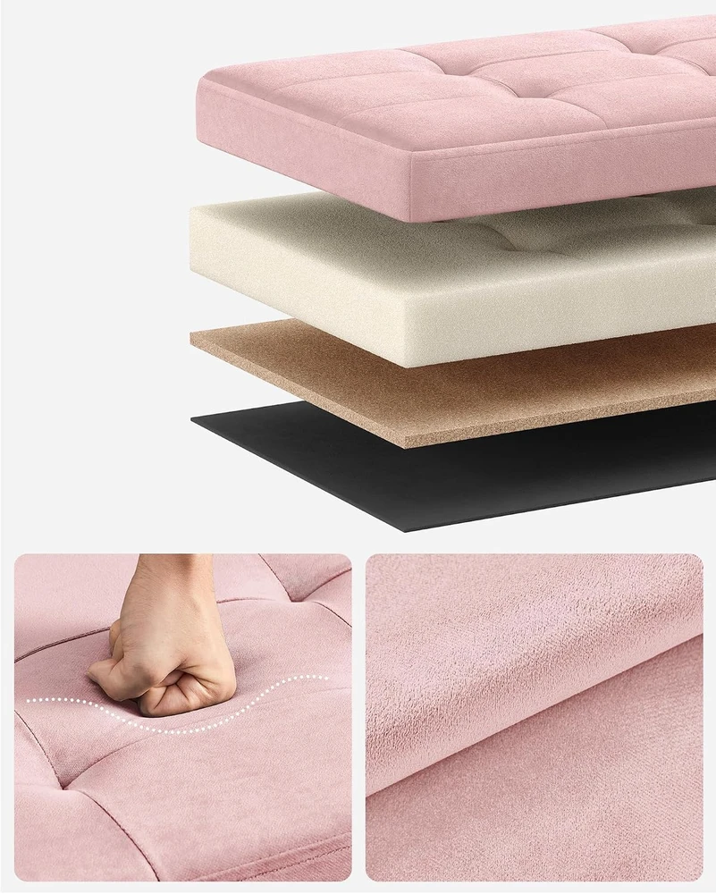 SONGMICS sulankstomas pufas-suoliukas su daiktadėže 131 l, 110 cm, LSF277R01