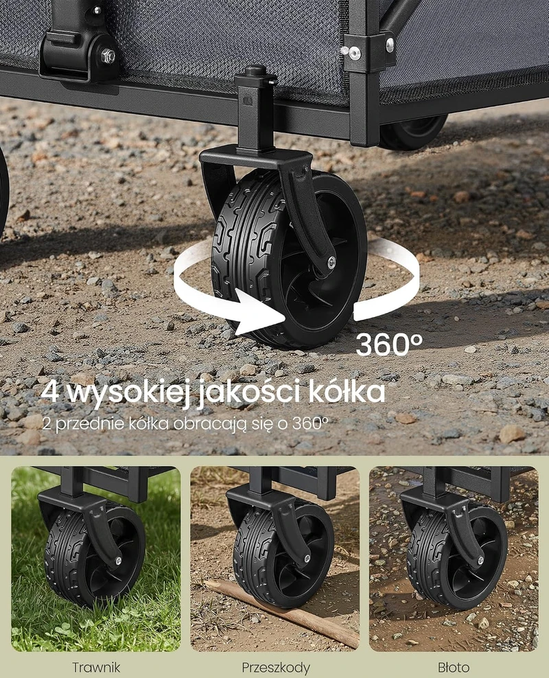 SONGMICS sulankstomas sodo vežimėlis 150 l, iki 120 kg, su 4 ratais GFW150GD01
