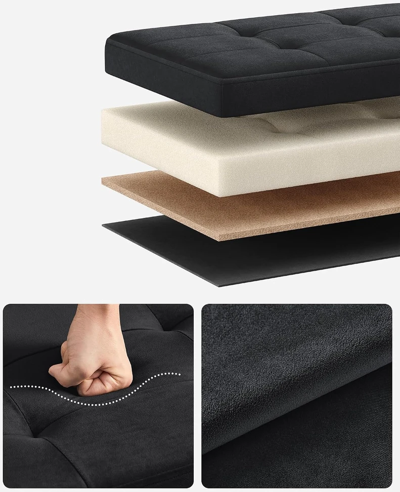 SONGMICS sulankstomas suolas su daiktadėže 76 x 38 x 38 cm, 89 l, LSF247B01