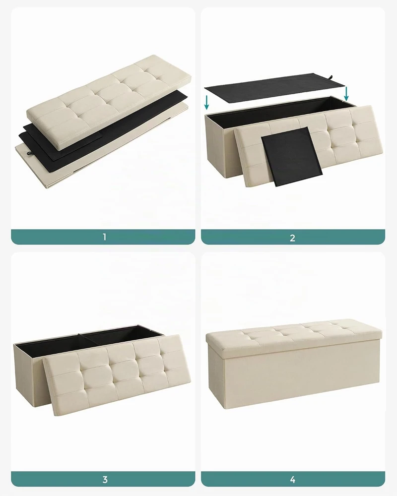 SONGMICS sulankstomas suoliukas-daiktadėžė 110 x 38 x 38 cm, 120 l, LSF77BE