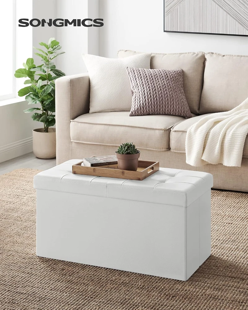 SONGMICS sulankstomas suoliukas su daiktadėže, 76 x 38 x 38 cm, 300 kg, LSF45WT
