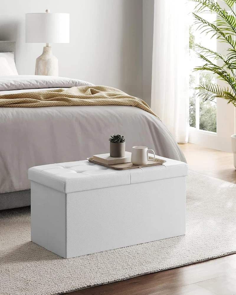 SONGMICS sulankstomas suoliukas su daiktadėže, 76 x 38 x 38 cm, 300 kg, LSF45WT