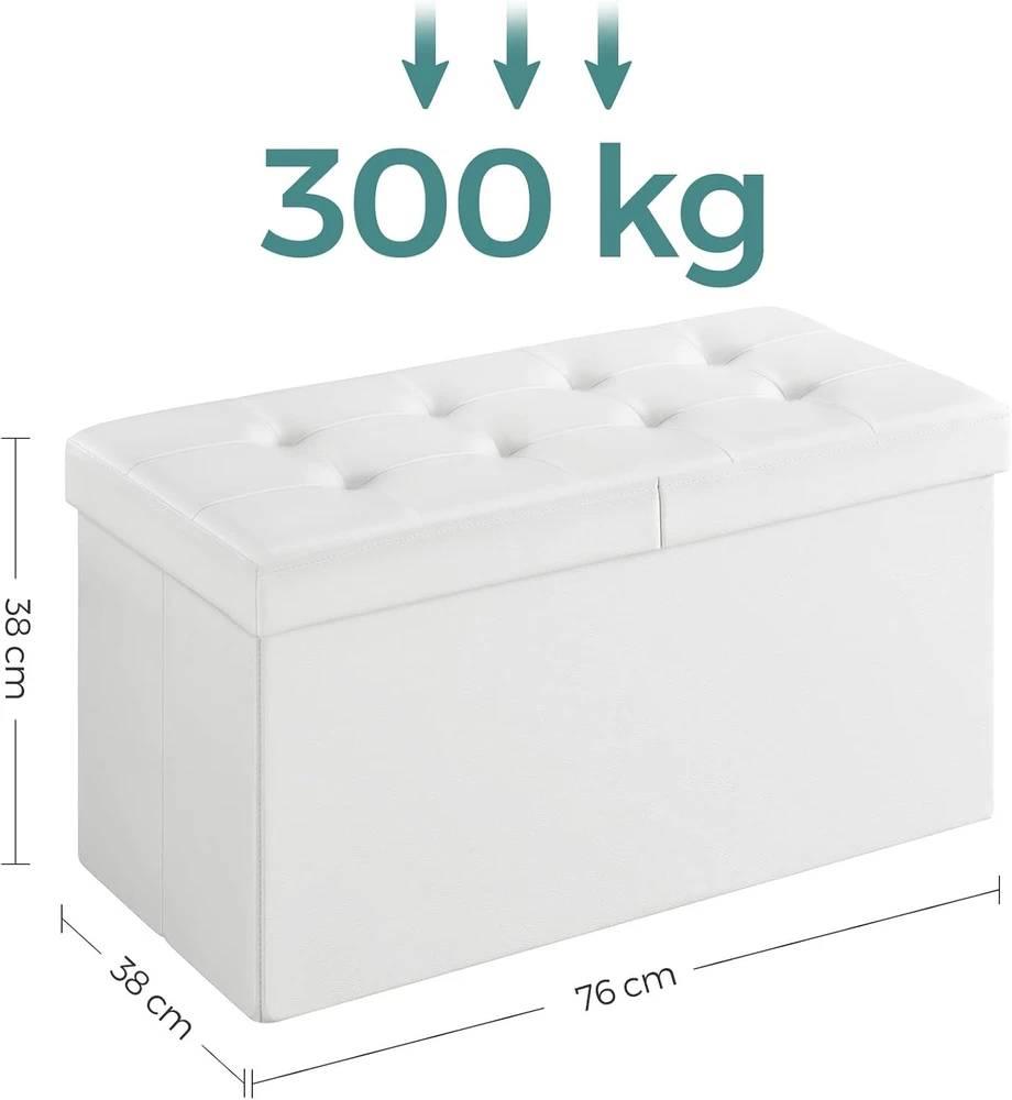 SONGMICS sulankstomas suoliukas su daiktadėže, 76 x 38 x 38 cm, 300 kg, LSF45WT