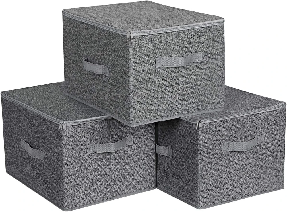 SONGMICS sulankstomos daiktų laikymo dėžės su dangčiais, 3 vnt., 40 x 30 x 25 mm URYZB03GV1
