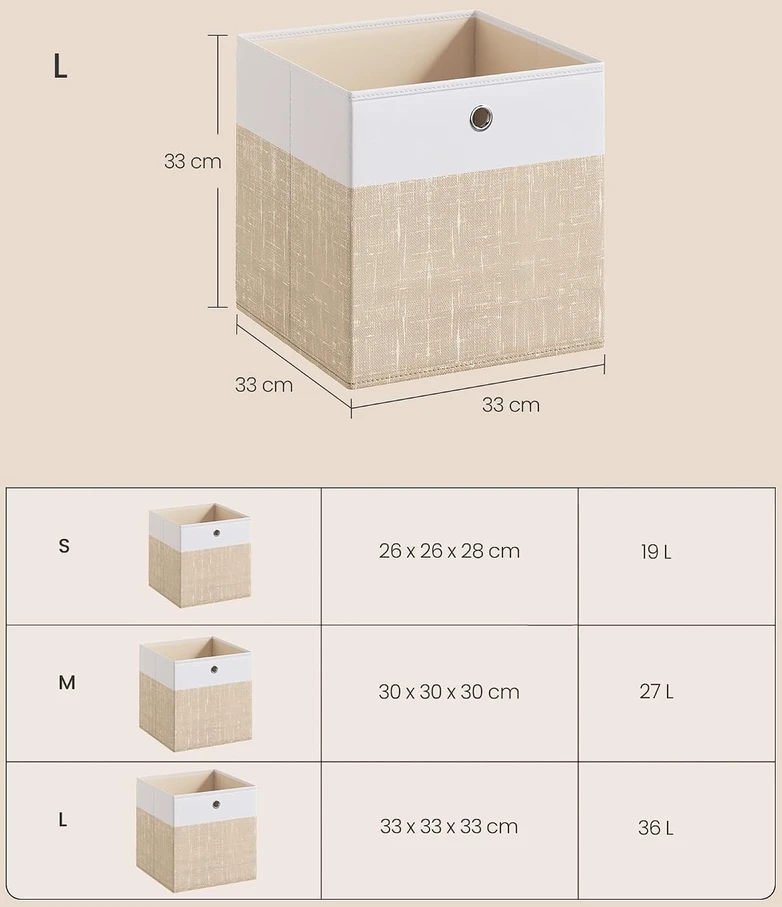 SONGMICS sulankstomos laikymo dėžės kubinėms lentynoms, 6 vnt., 33 x 33 x 33 cm, 777RFB433LF02