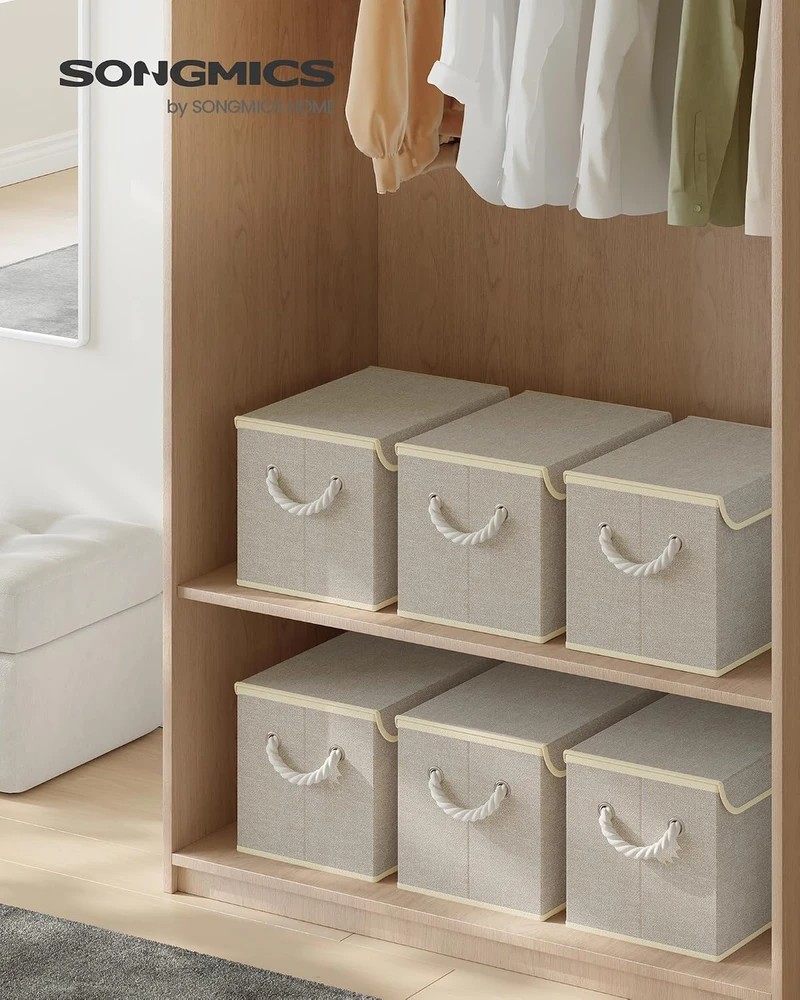 SONGMICS sulankstomos laikymo dėžės su dangčiu, 3 vnt., 23 l, RFB013LZ01