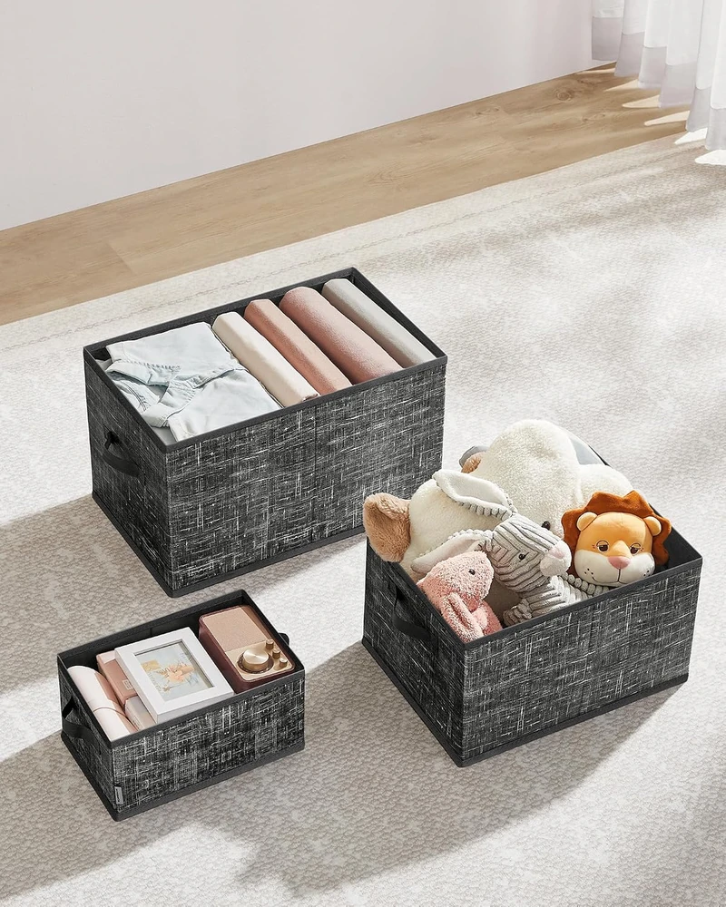 SONGMICS sulankstomų daiktų laikymo dėžių rinkinys, 3 vnt., 45 l, 50 x 30 x 30 cm