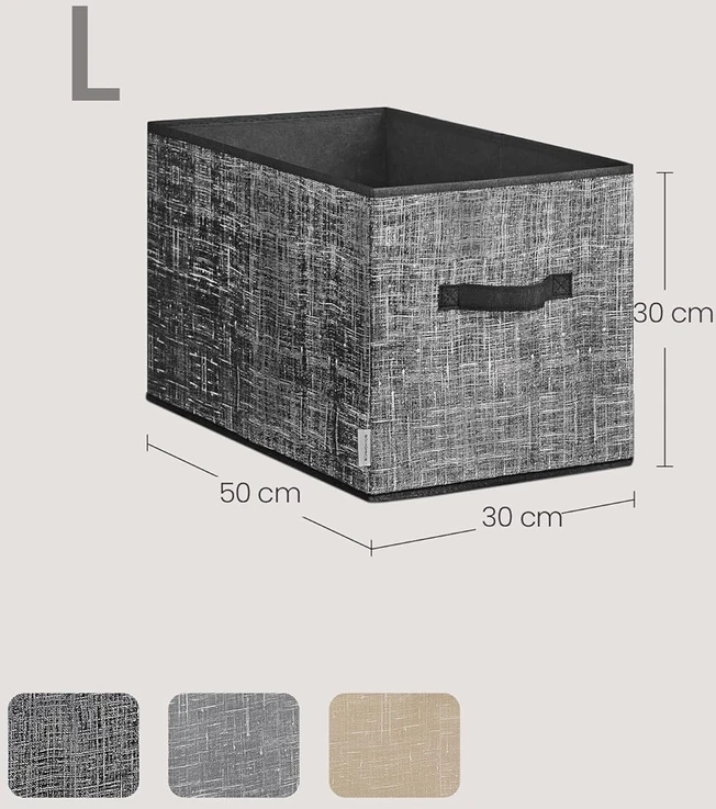 SONGMICS sulankstomų daiktų laikymo dėžių rinkinys, 3 vnt., 45 l, 50 x 30 x 30 cm