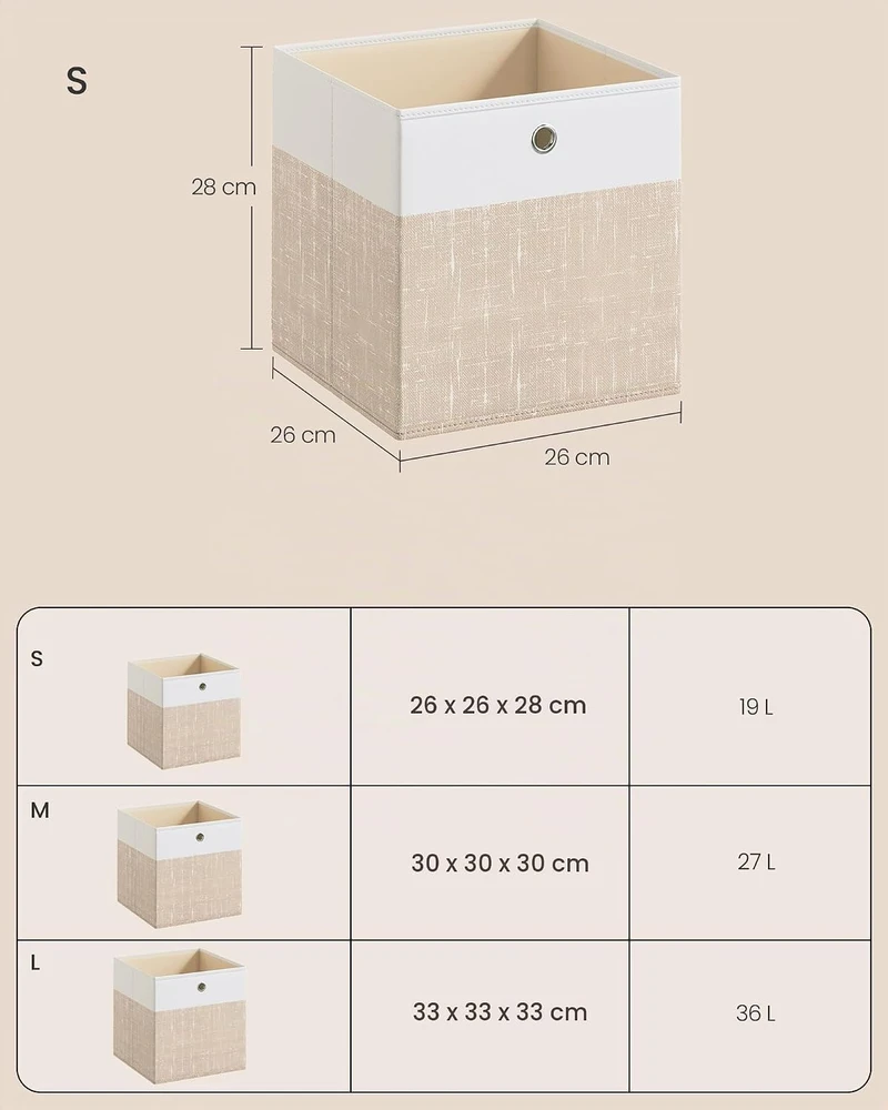 SONGMICS sulankstomų daiktų laikymo dėžių rinkinys, 6 vnt., 26 x 26 x 28 cm, 777RFB426LF02