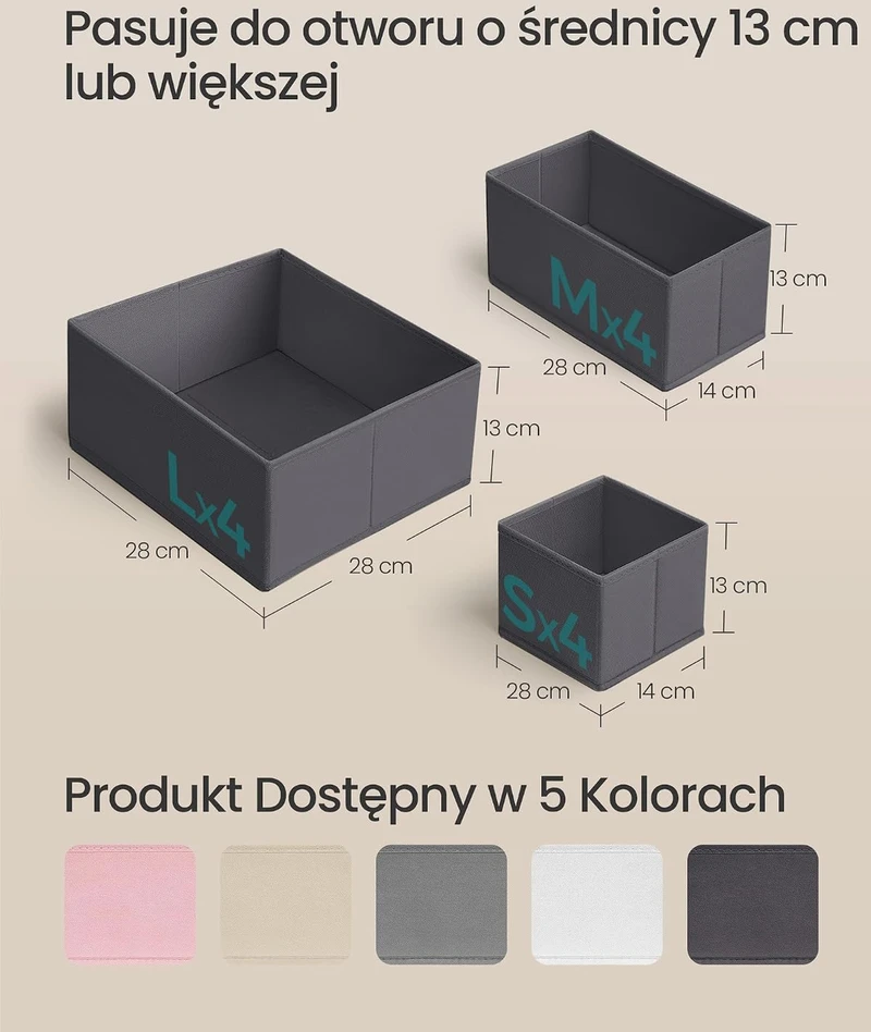 SONGMICS sulankstomų stalčių organizatorių rinkinys, 6 vnt., poliesteris, pilkas, URDZ06G